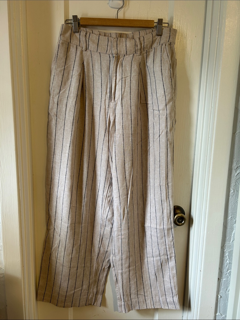 a new day Beige Pinstripe Linen-Blend Chinos